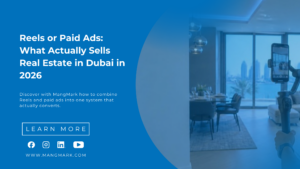 Content creator filming a vertical video reel of a luxury Dubai apartment interior