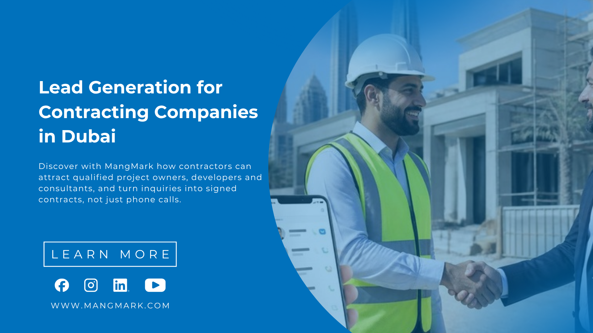 Lead generation for contracting companies in Dubai – contractor shaking hands with a client
